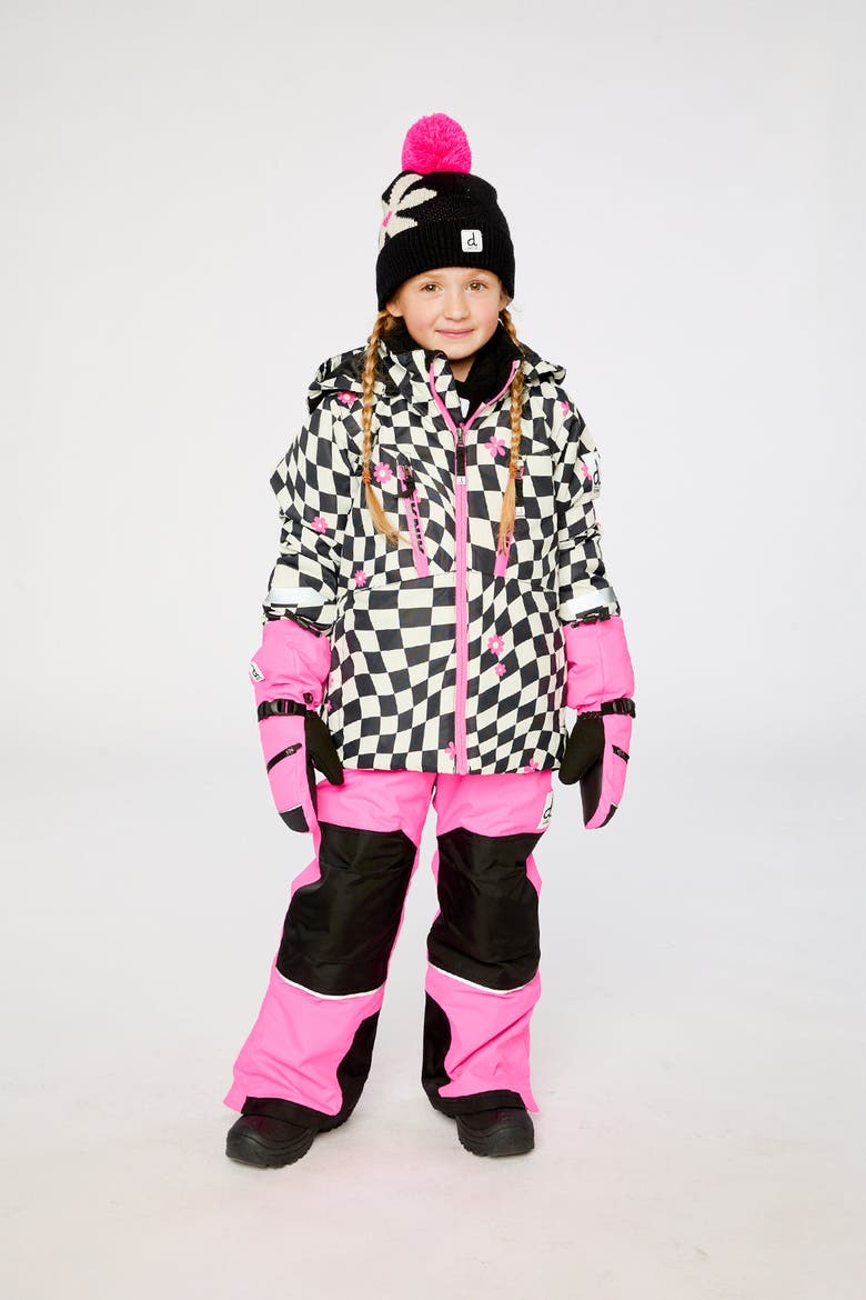 Teknik Checkered Jacket & Pants Two Piece Snowsuit, Alternate, color, Bright Pink and Checkered