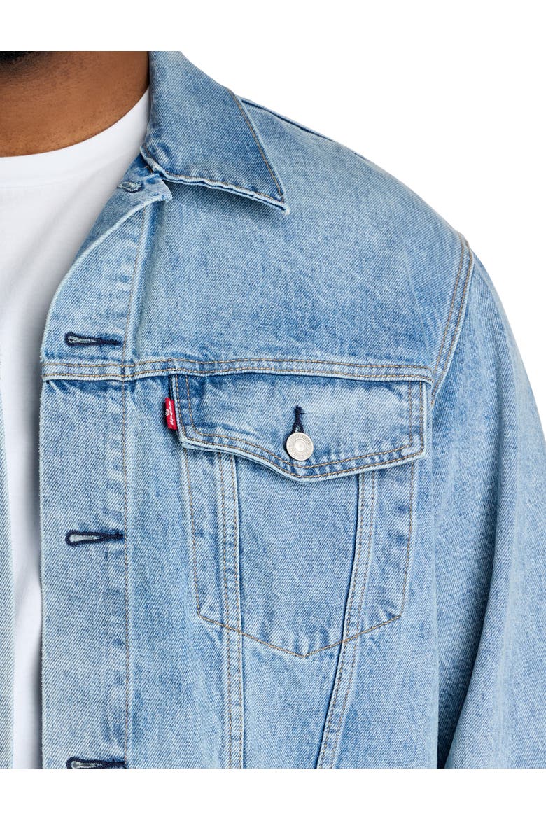 Big & Tall  Trucker Jacket, Alternate, color, SUN SERF LIGHTWASH