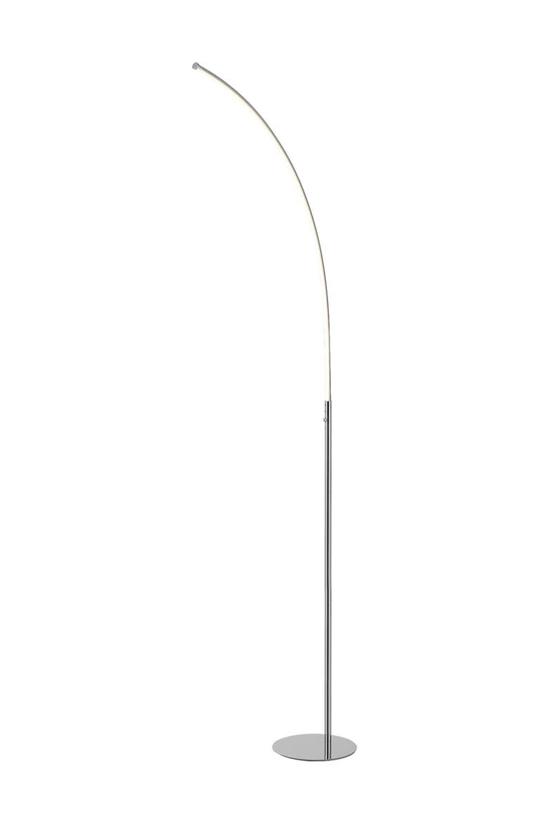 Curva 64" Metal Minimalist Modern LED Integrated Floor Lamp, Chrome, Main, color, Chrome