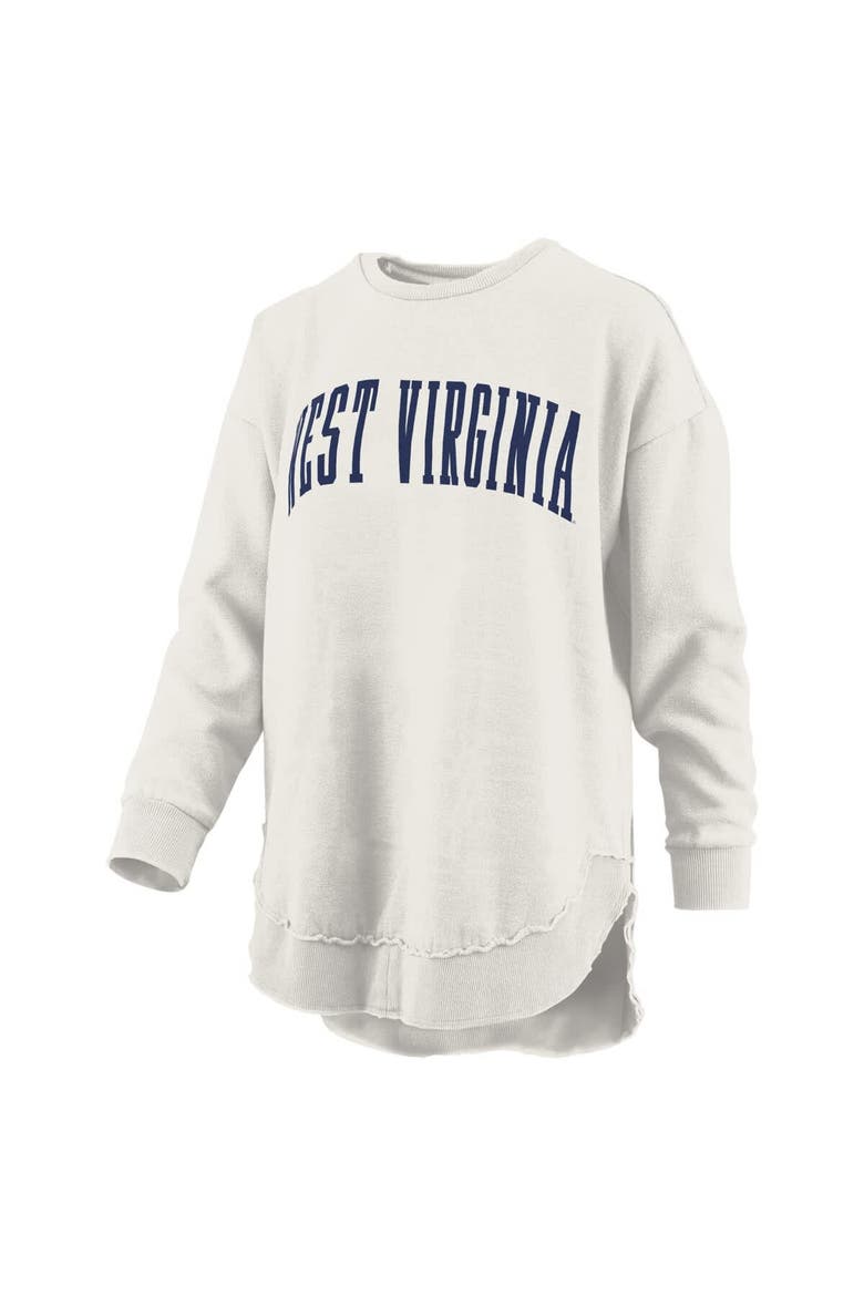 Women's Pressbox  Oatmeal West Virginia Mountaineers Melange Poncho Vintage Fleece Long Sleeve Pullover Sweatshirt, Alternate, color, Oatmeal
