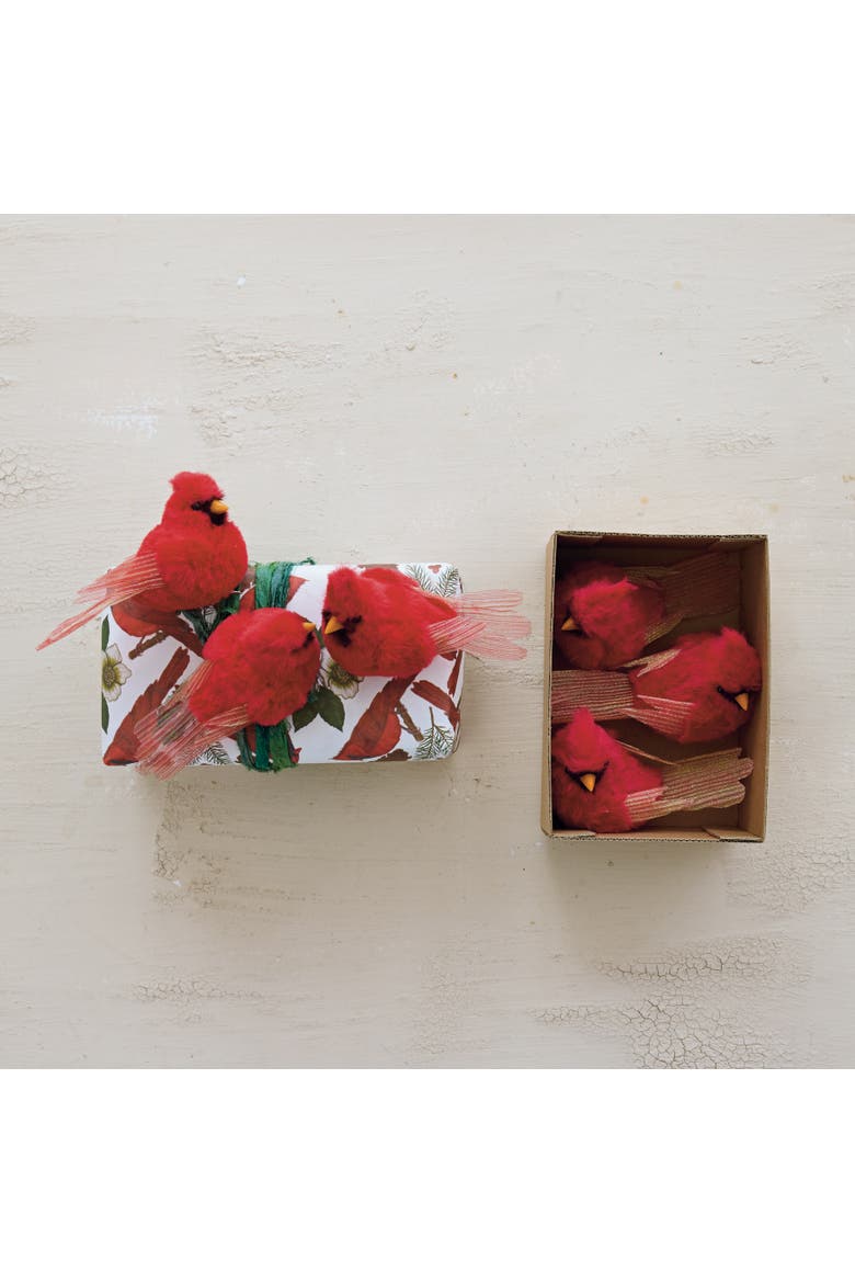 Cardinal Glitter Clip-On Ornaments, Fabric & Foam Set, Main, color, Red