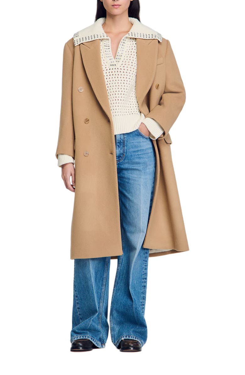 SANDRO Sailor-neck wool sweater, Alternate, color, 