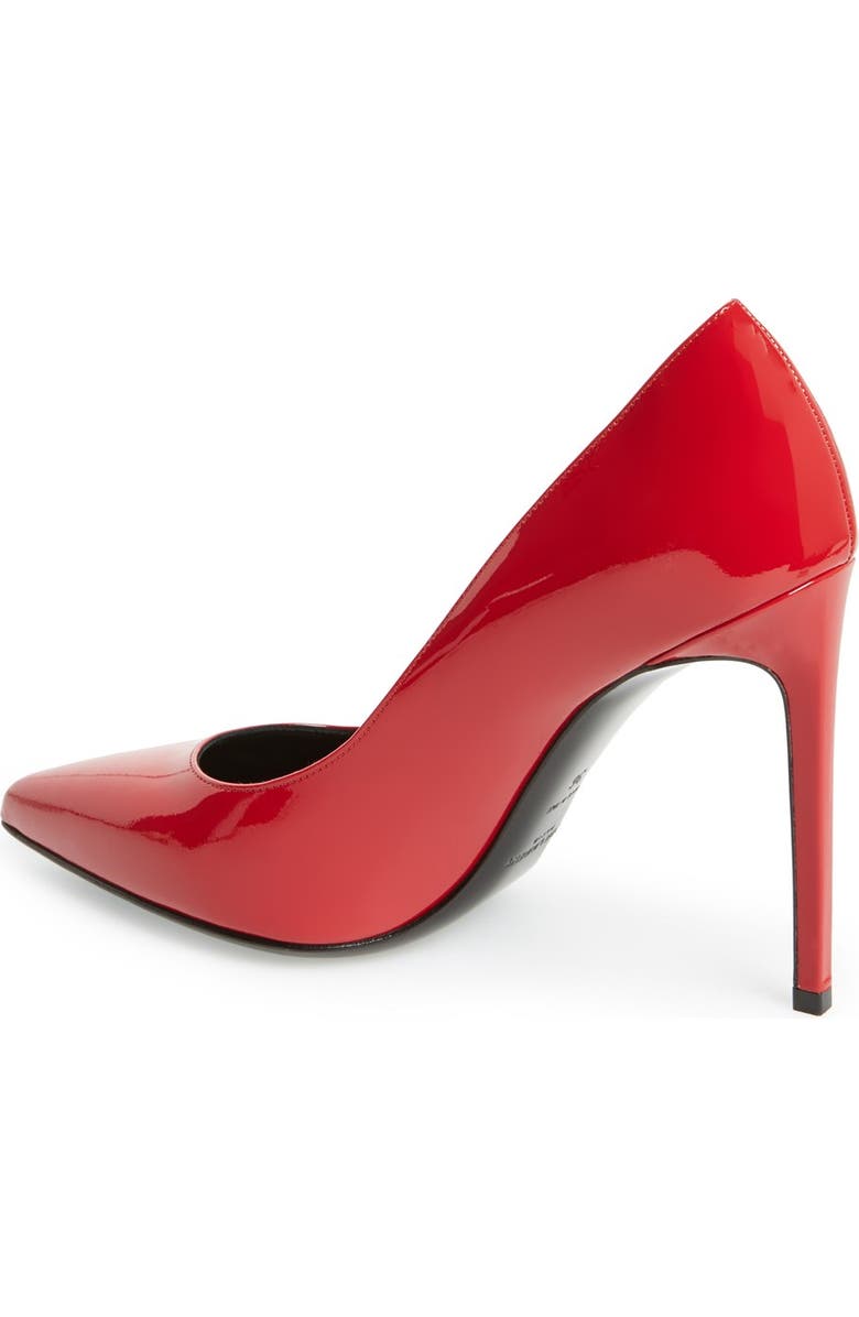 Saint Laurent 'Paris Skinny' Pointy Toe Pump, Alternate, color, Red