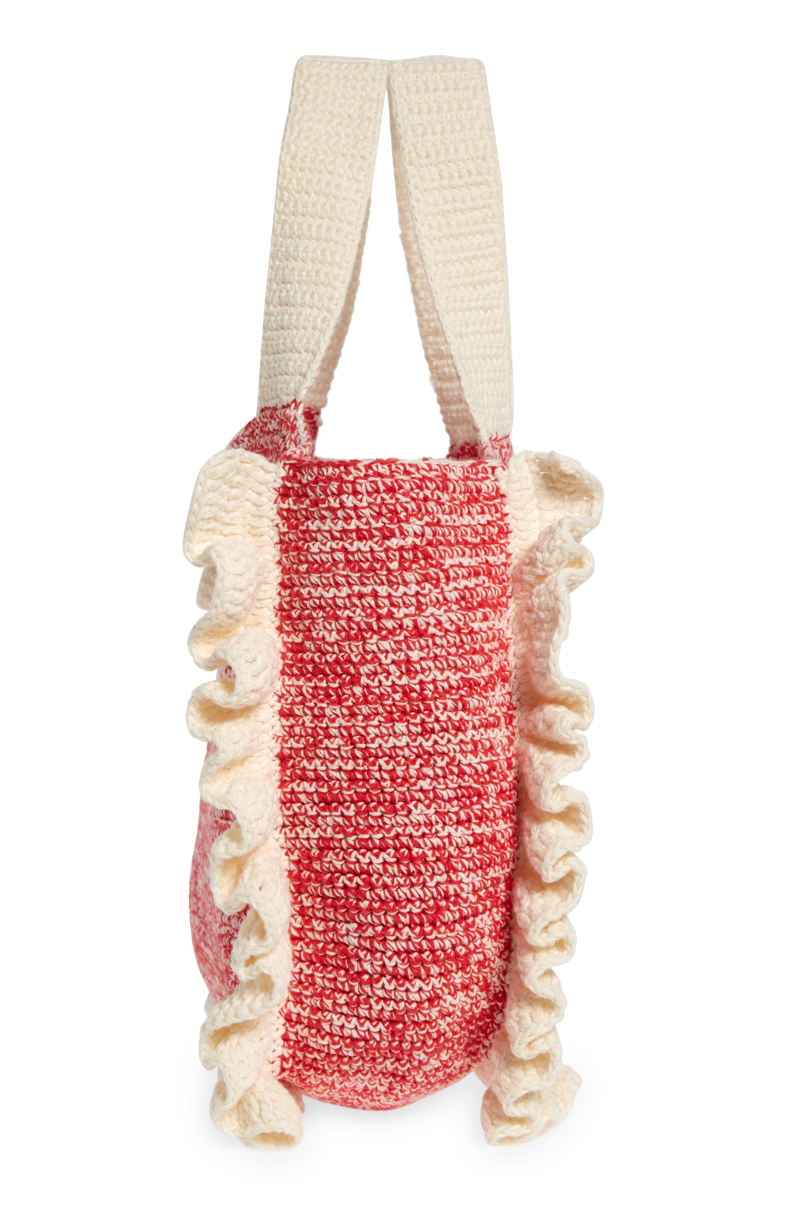 Ganni Organic Cotton Crochet Tote, Alternate, color, 