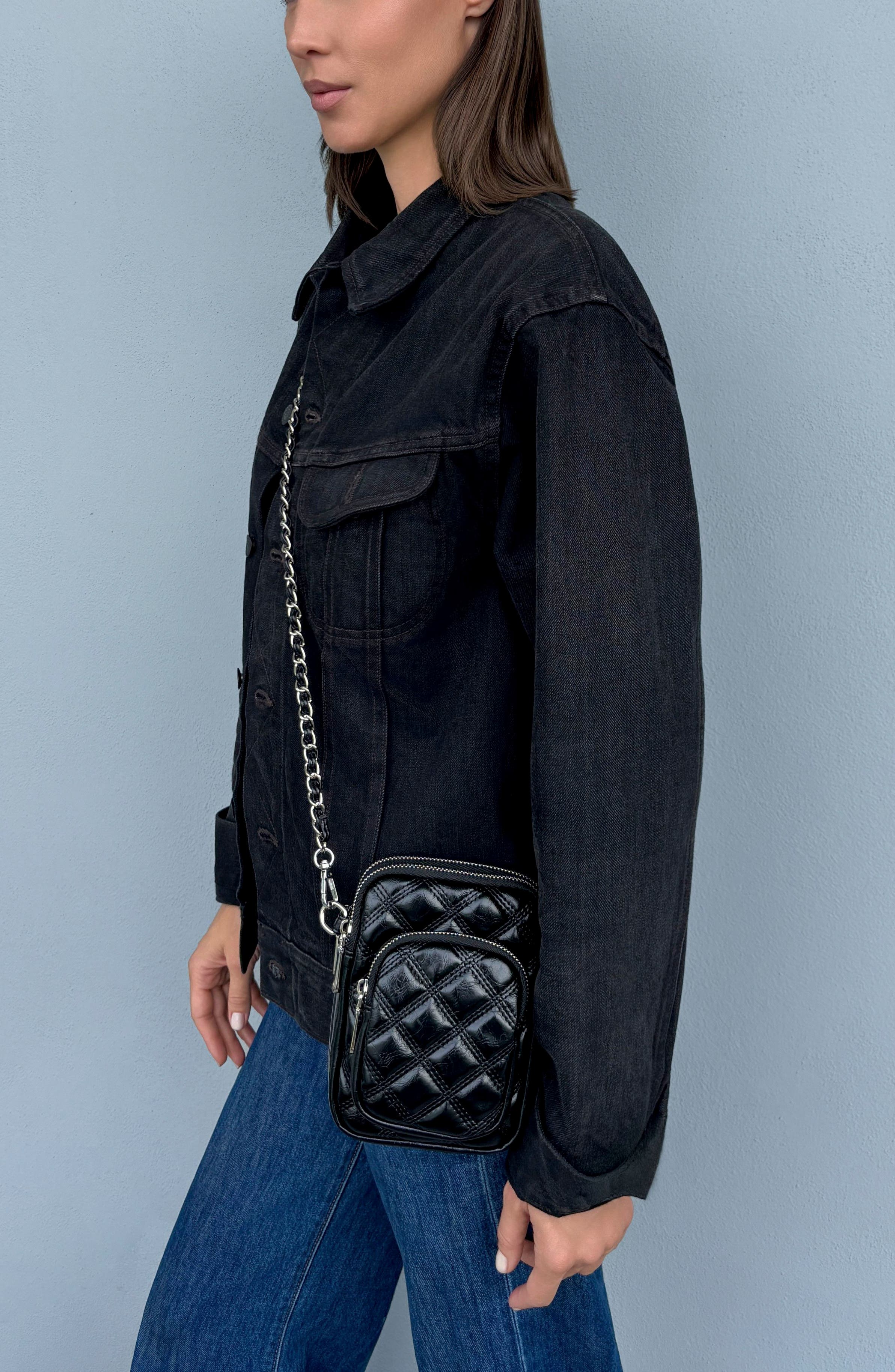 Cushion Quilted Faux Leather Crossbody Bag, Alternate, color, BLACK