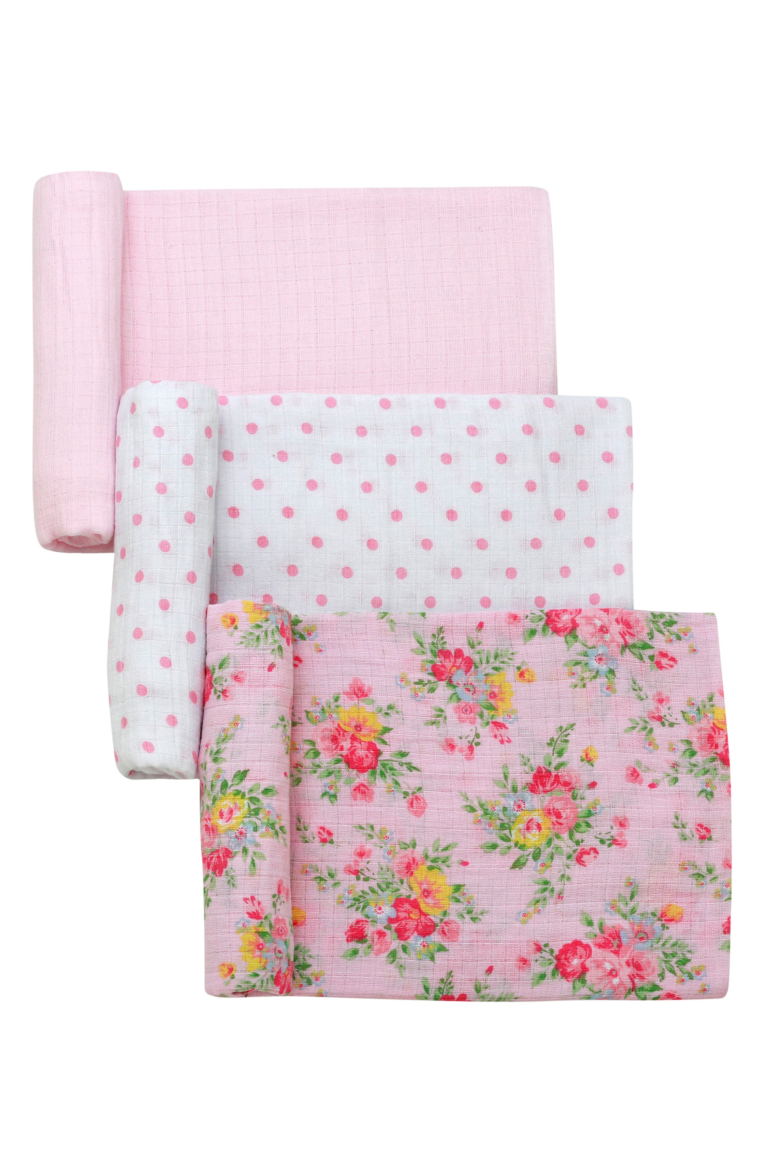 Little Me 3-Pack Cotton Muslin Swaddle Blankets