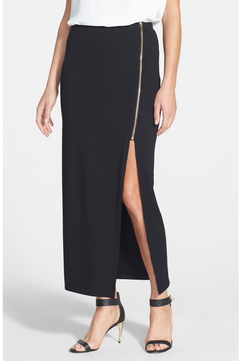 Side Zip Maxi Skirt, Main, color, RICH BLACK