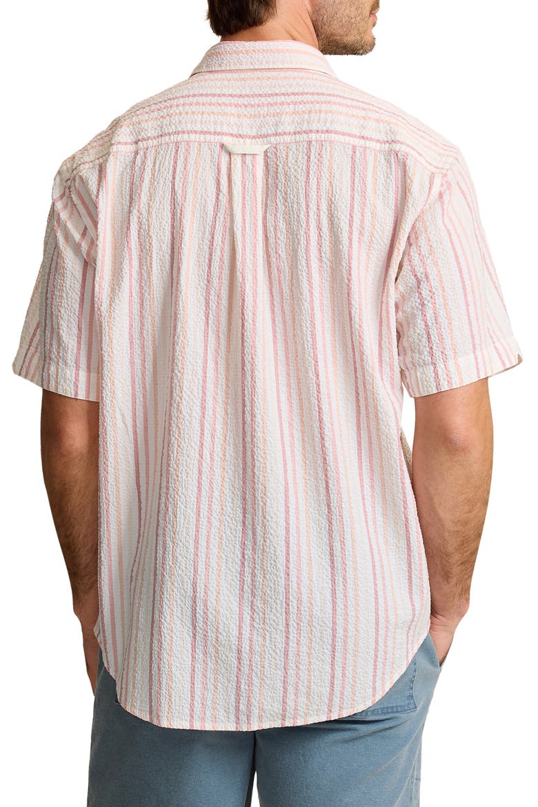 Nova Wave Silve Stripe Short Sleeve Seersucker Button-Up Shirt, Alternate, color, RED SPARK