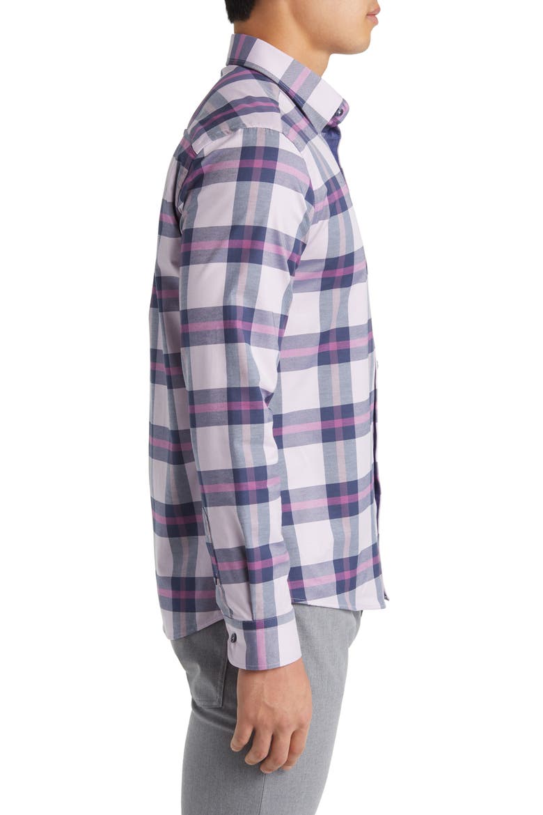 DRY TOUCH® Plaid Performance Button-Up Shirt, Alternate, color, LAVENDER