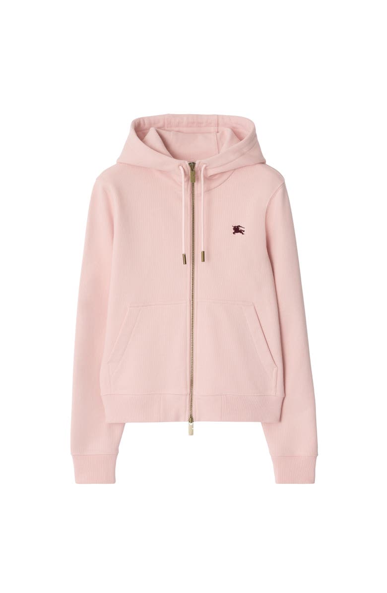 Burberry Knight Stamp Cotton Zip Hoodie, Alternate, color, Bouquet Pink