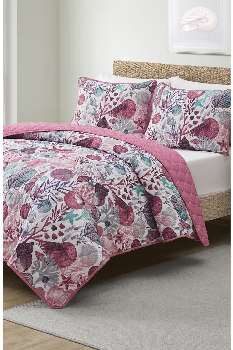 Ivory Coast Reversible Quilt Set, Main, color, PINK MULTI
