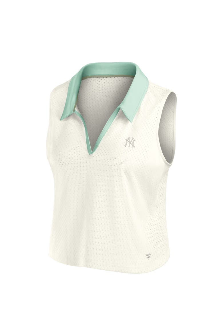 Women's Fanatics Cream New York Yankees Studio Wellness V-Neck Tank Top, Alternate, color, Cream