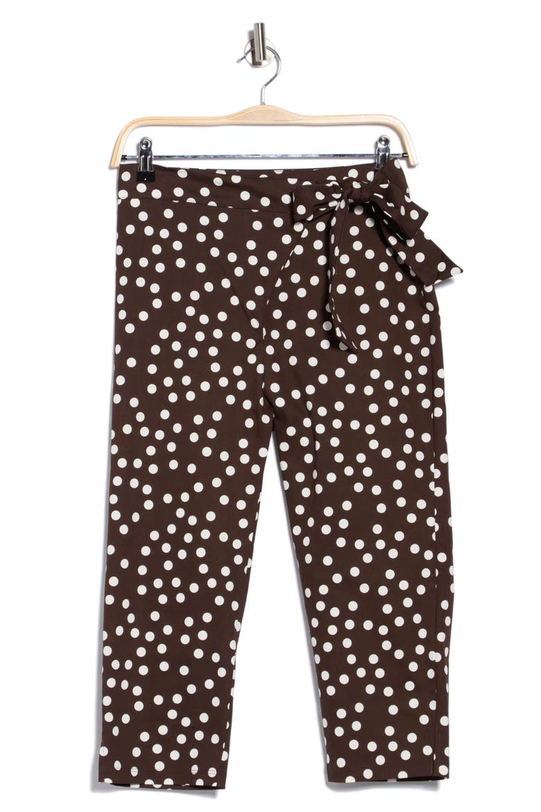 Polka Dot Capri Pants, Alternate, color, BROWN