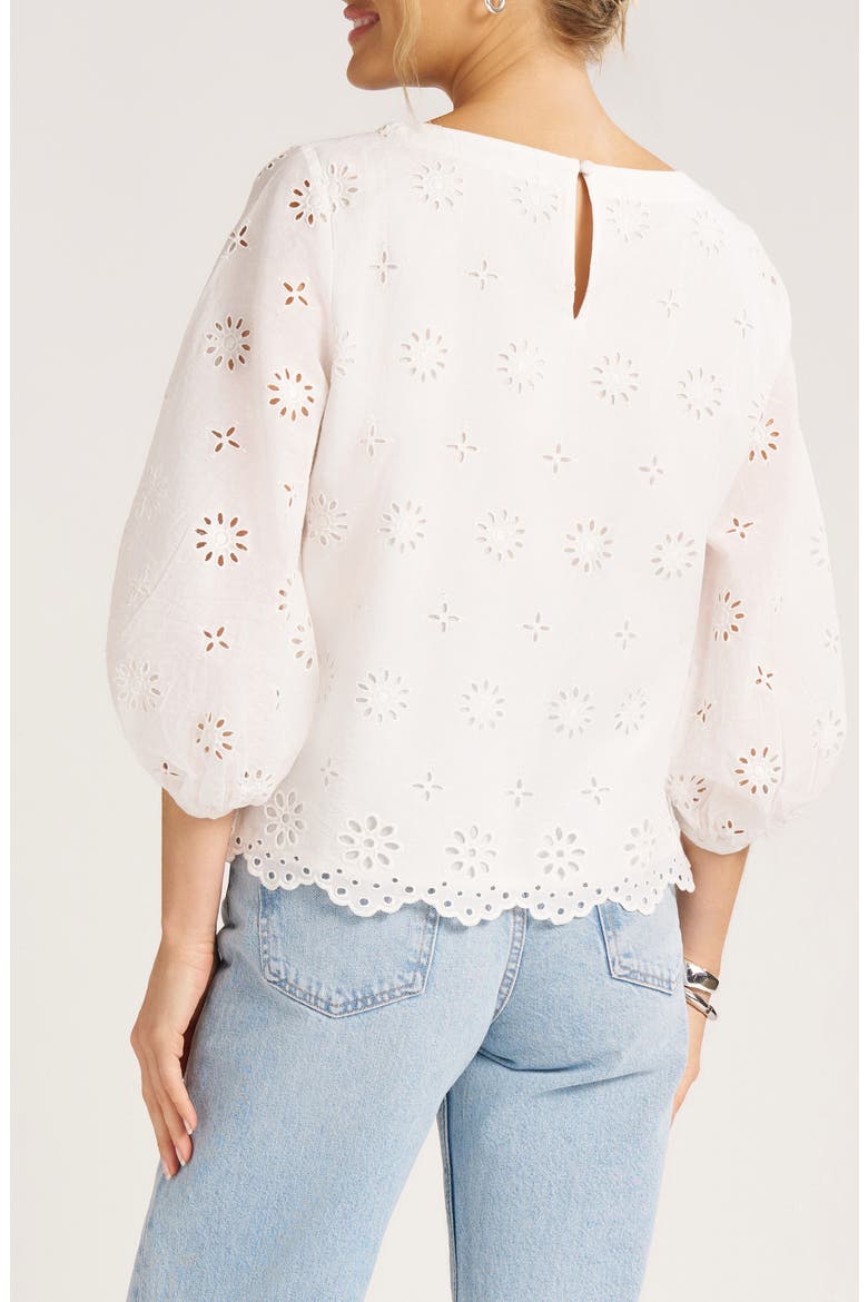 Kashira Eyelet Puff Sleeve Top, Alternate, color, VELLUM