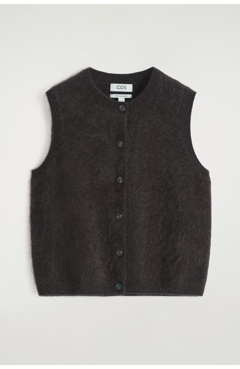 COS Brushed-Cashmere Vest, Alternate, color, Dark Brown