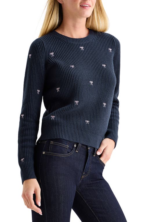 Lucky Brand Embroidered Bow Sweater In Blue