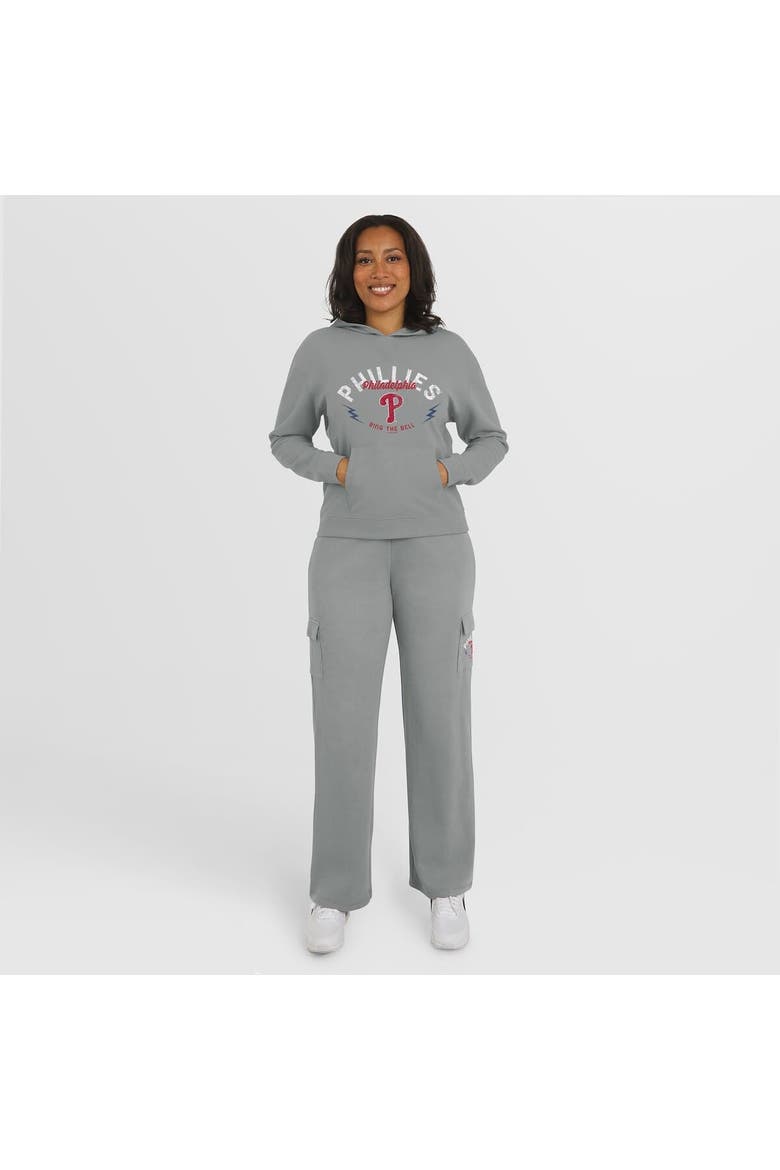 Women's WEAR by Erin Andrews Gray Philadelphia Phillies Waffle-Knit Long-Sleeve Hoodie & Lounge Pant Set, Main, color, Gray