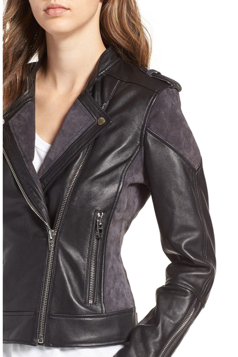 Genuine Leather & Suede Moto Jacket, Alternate, color, VICES