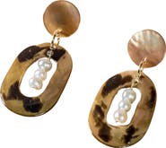 LIKHA Mother-of-Pearl Oval Dangle Earrings with Inner Pearls