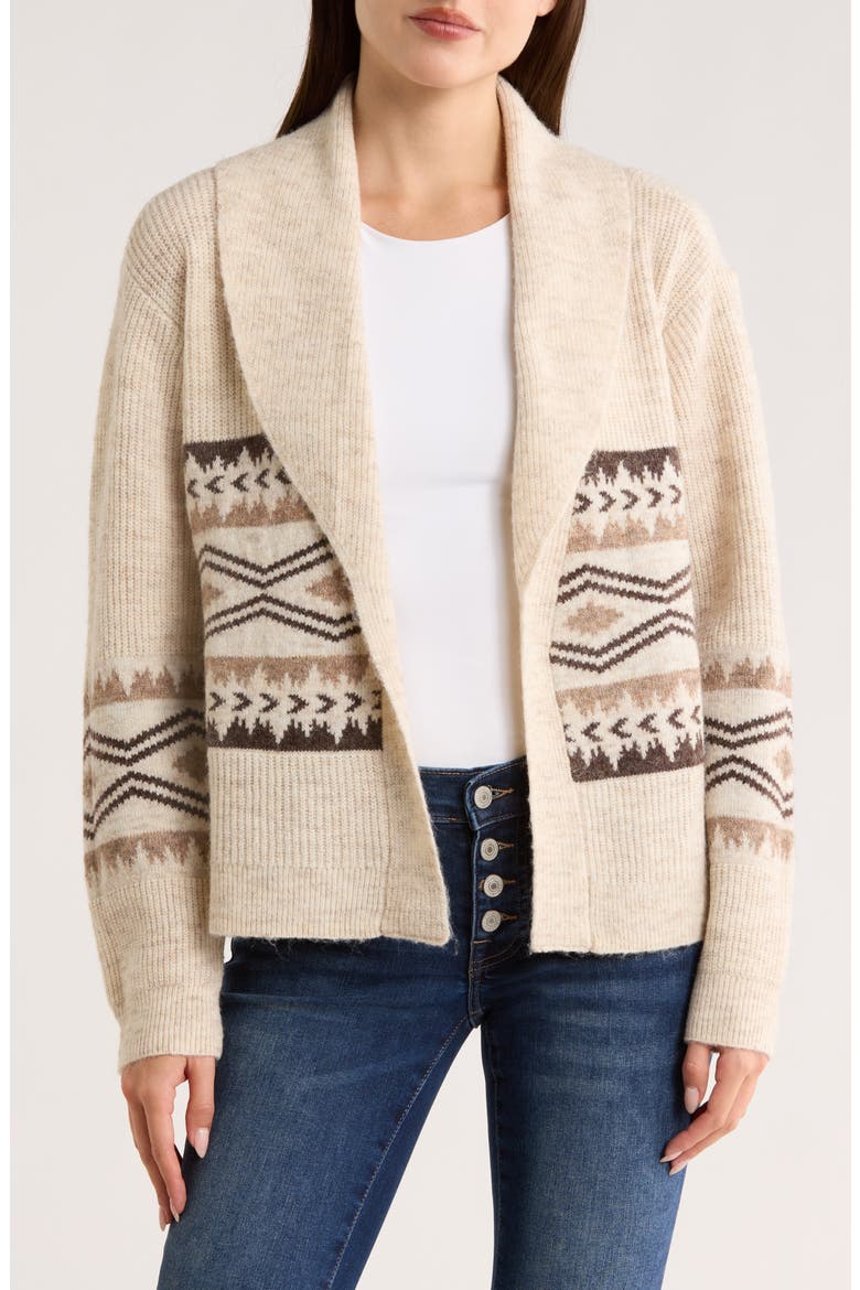 Shawl Collar Open Front Cardigan, Main, color, NEUTRAL COMBO