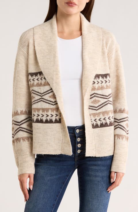 Shawl Collar Open Front Cardigan