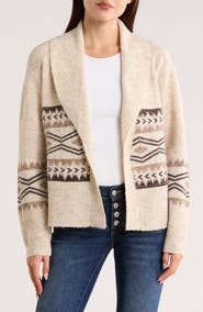 Lucky Brand Shawl Collar Open Front Cardigan