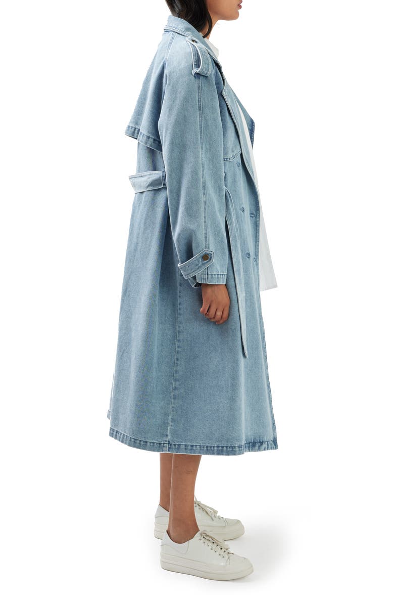 Belle & Bloom Wild Skies Denim Trench Coat, Alternate, color, Stonewash