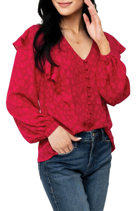 Animal Spot Ruffled Blouse