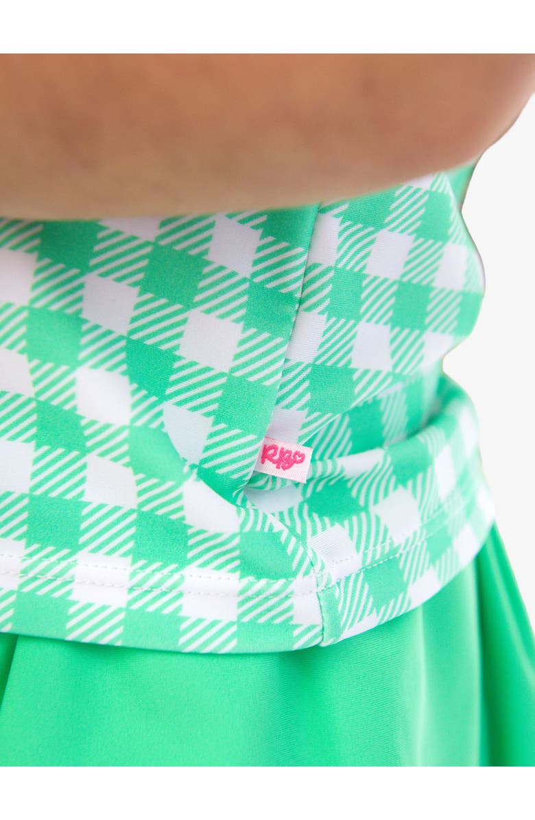RuffleButts Girls UPF50+ Active Tank Top, Alternate, color, Spring Green Gingham