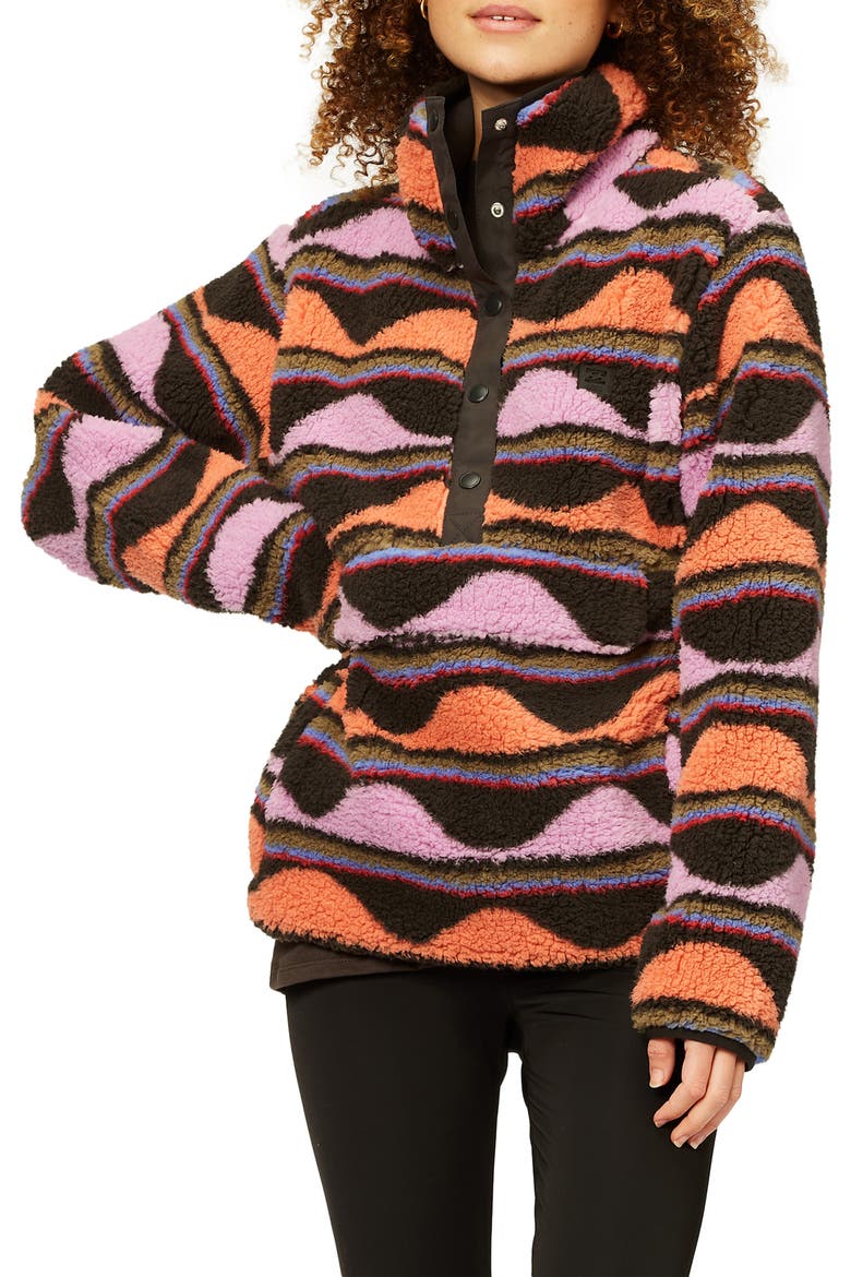 Switchback Fleece Pullover, Main, color, BLACK MULTI