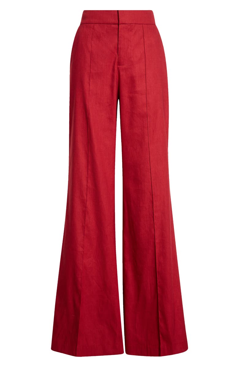 Alice + Olivia Dylan High Waist Wide Leg Linen Blend Pants, Alternate, color, 