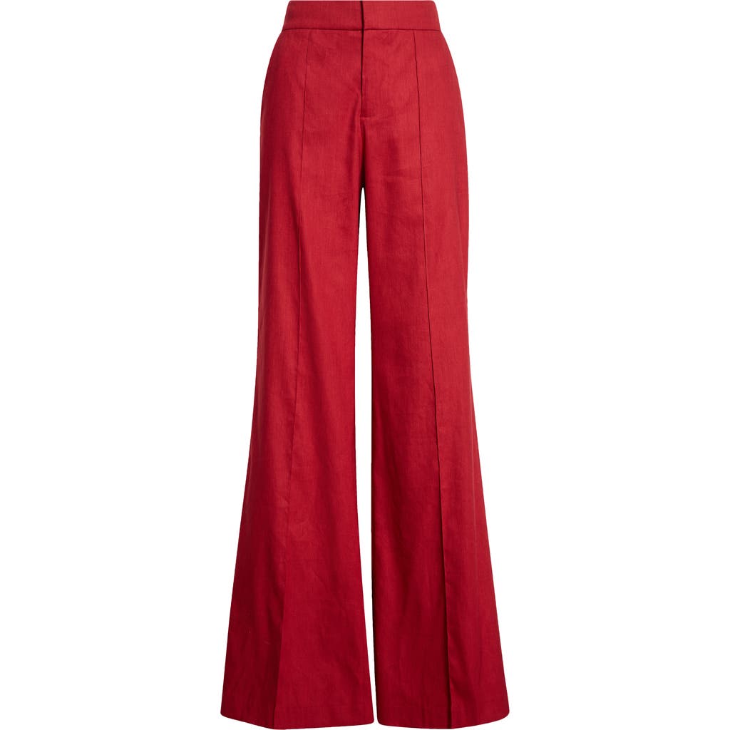 Alice And Olivia Dylan Wide-leg Tailored Trousers In Burgundy