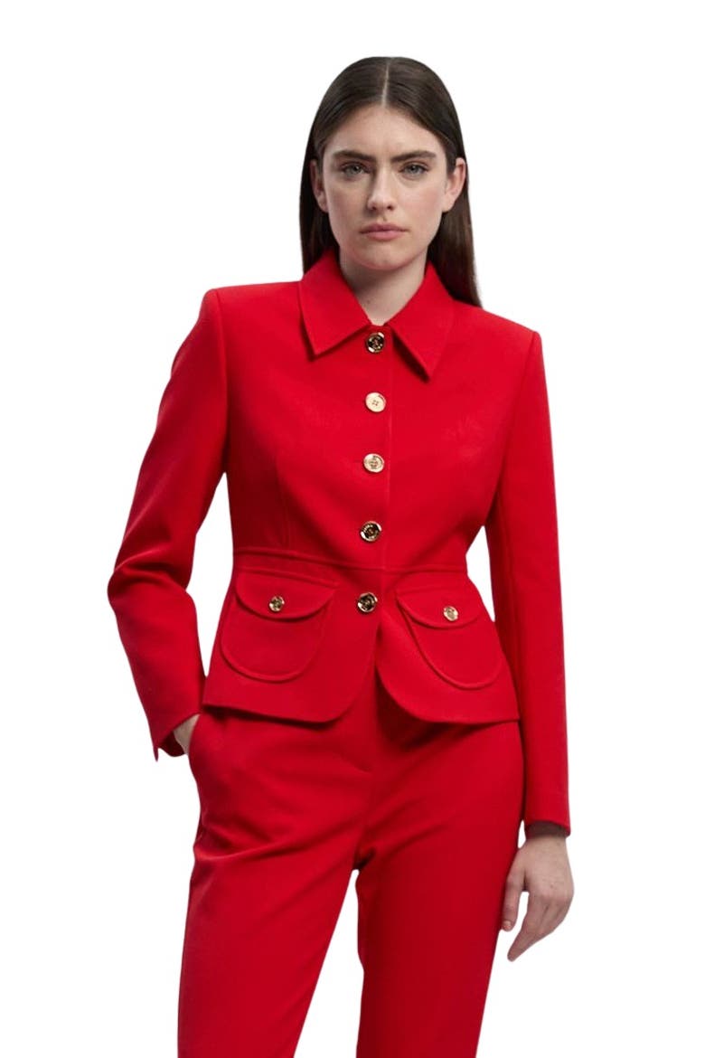 Textured Compact Stretch Tailored Jacket, Main, color, Red