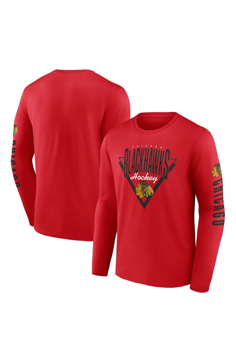 FANATICS Men's Fanatics Red Chicago Blackhawks Headline Long Sleeve T-Shirt, Main, color, 