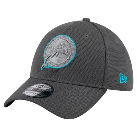 Men's New Era Graphite Miami Dolphins Throwback Logo Main 39THIRTY Flex Hat