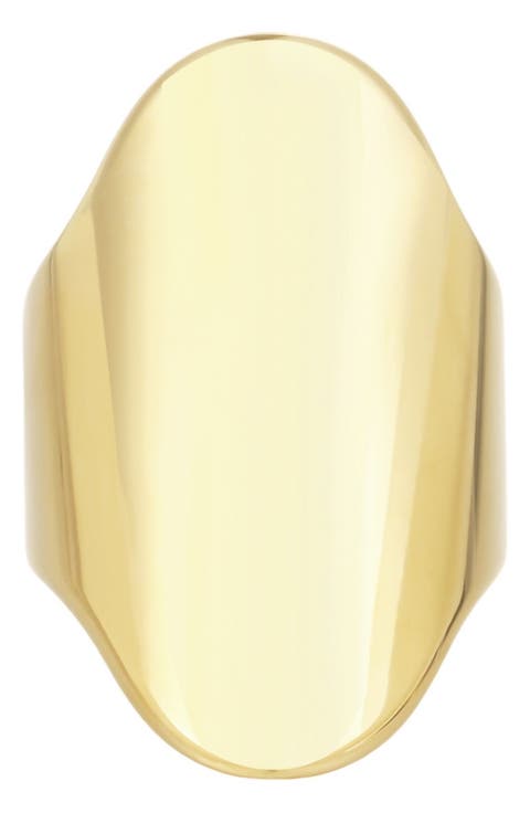 18k Gold Plated Oval Wide Band Ring