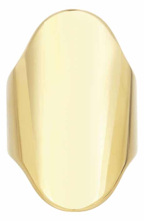 18k Gold Plated Oval Wide Band Ring