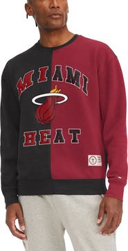 TOMMY JEANS Men's Tommy Jeans Black/Red Miami Heat Keith Split Pullover Sweatshirt