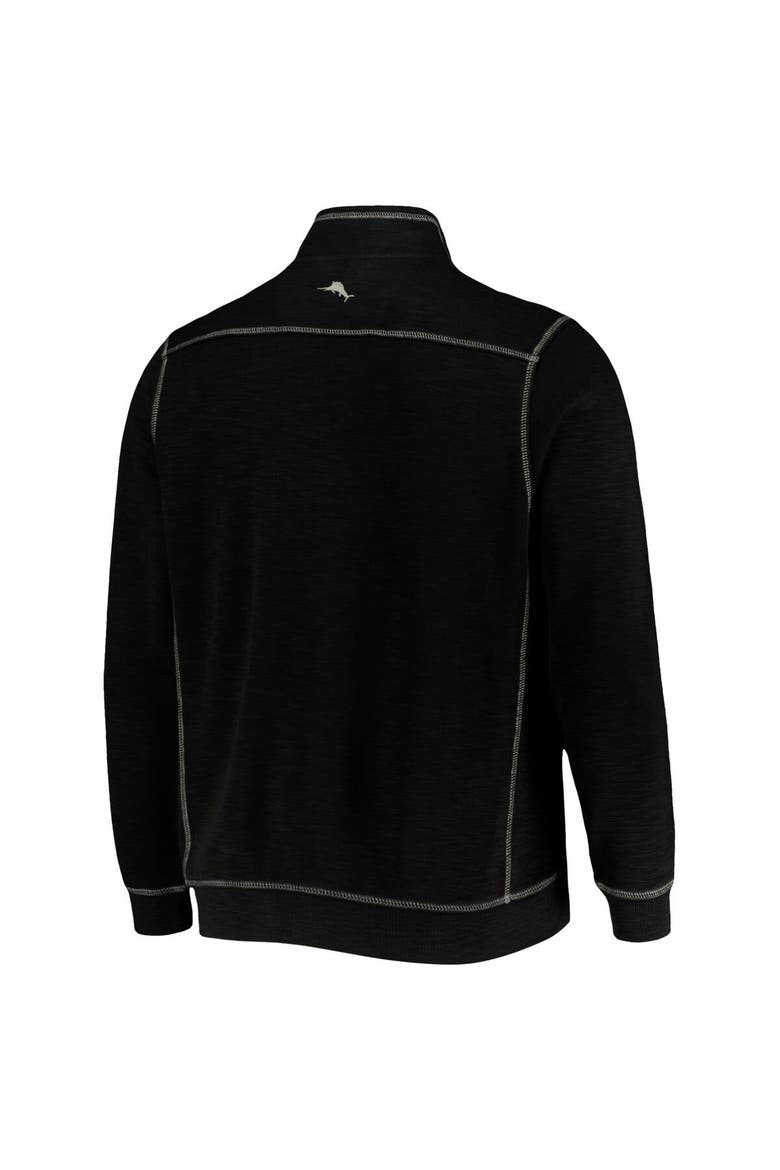 Men's Tommy Bahama Black Iowa Hawkeyes Sport Tobago Bay Tri-Blend Mock Neck Half-Zip Jacket, Alternate, color, Black