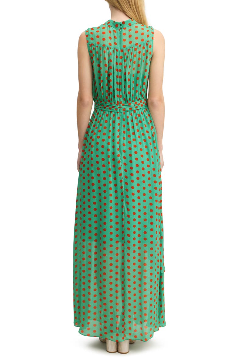 LK Bennett Robyn Dot Print Tie Neck Maxi Dress, Alternate, color, Green