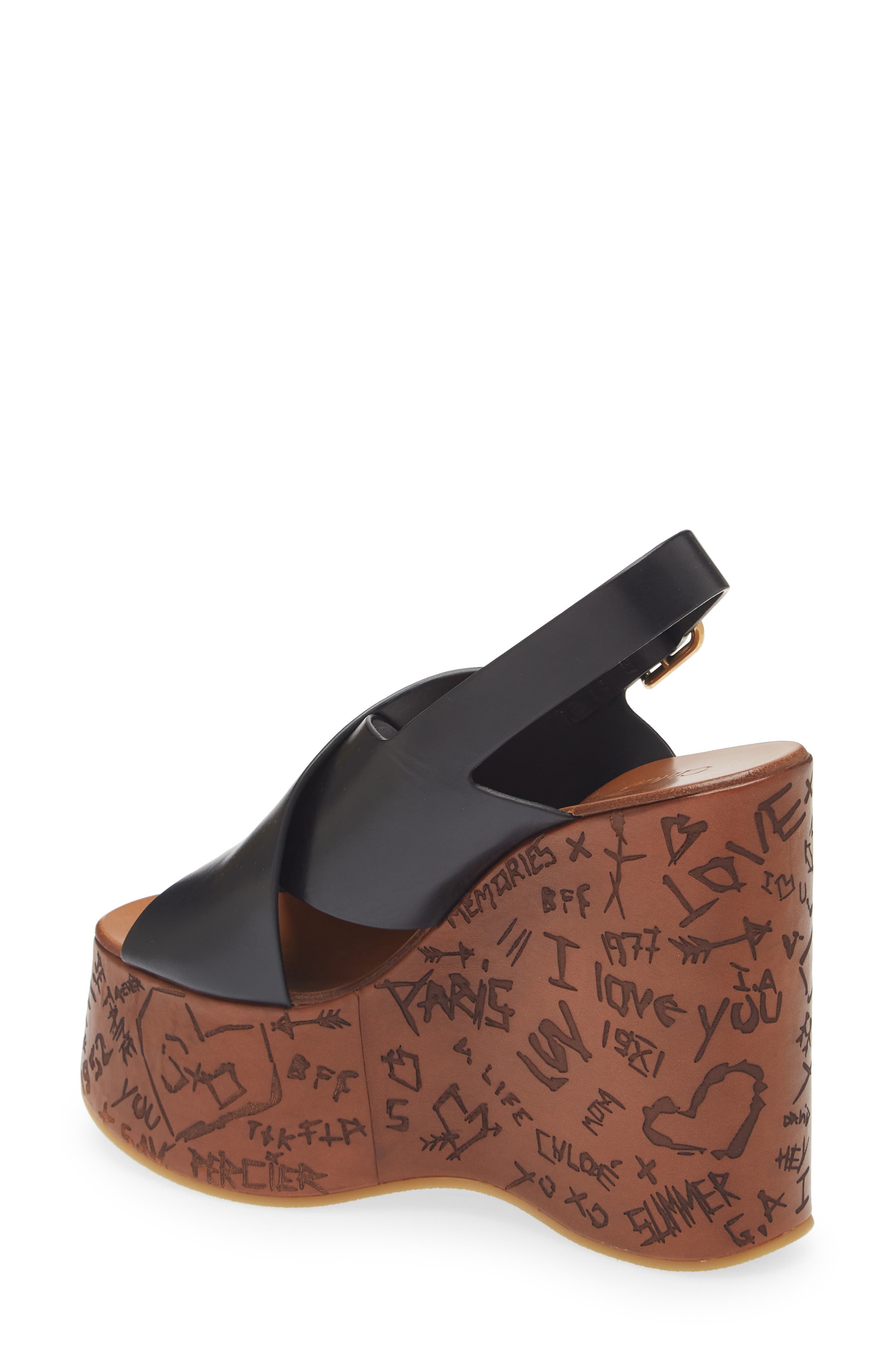 Chloé Maxime Wedge Sandal, Alternate, color, 001 Black