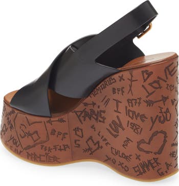 【関税&送料込】Chloe Maxime Wedge Sandal Maxime leather wedge sandals in black - Chloe | Mytheresa