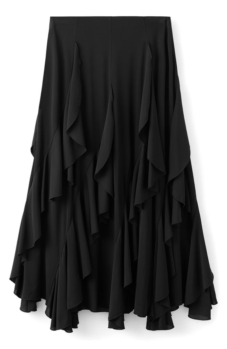 MANGO Ruffle Asymmetric Midi Skirt, Alternate, color,