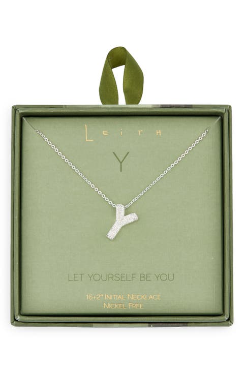 Pavé Cubic Zirconia Initial Pendant Necklace