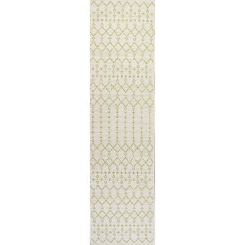 Jonathan Y Ourika Moroccan Geometric Textured Weave Indoor/outdoor Area Rug In Cream/green