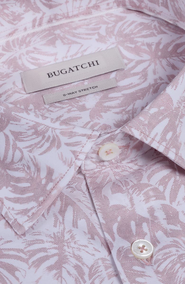 Bugatchi Miles OoohCotton<sup>®</sup> Leaf Print Short Sleeve Button-Up Shirt, Alternate, color, Sienna