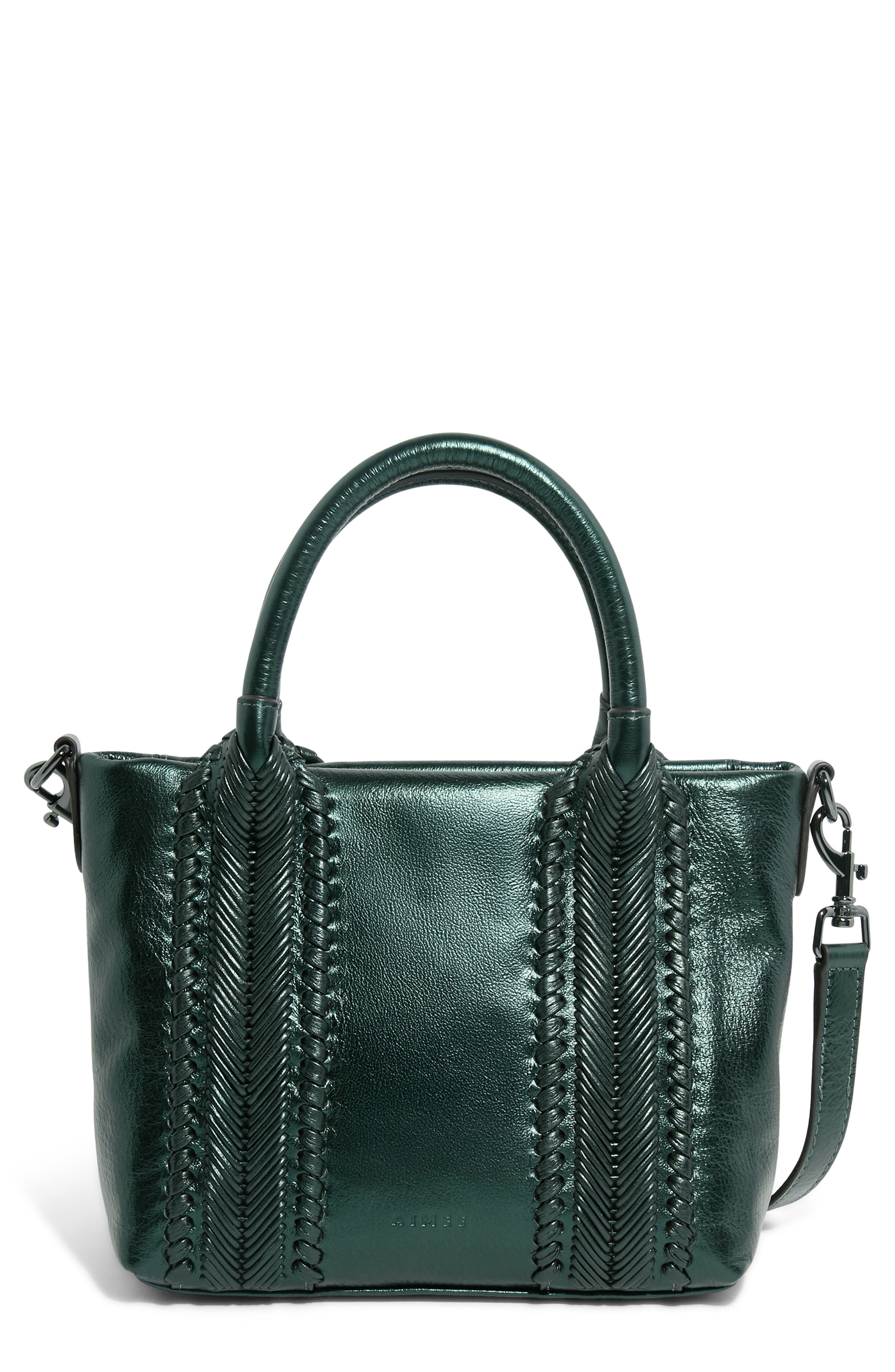 AIMEE All For Love Novelty French Leather Tote, Main, color, Metallic Forest