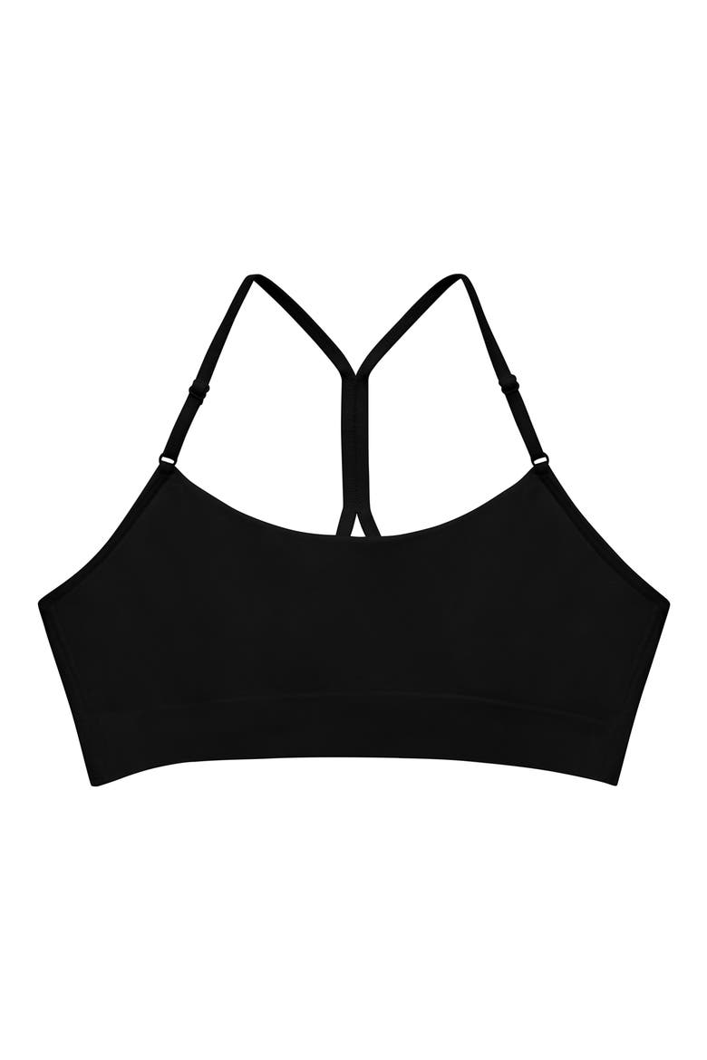Seamless Stretch Cotton Blend Wireless Bralette, Alternate, color, BLACK
