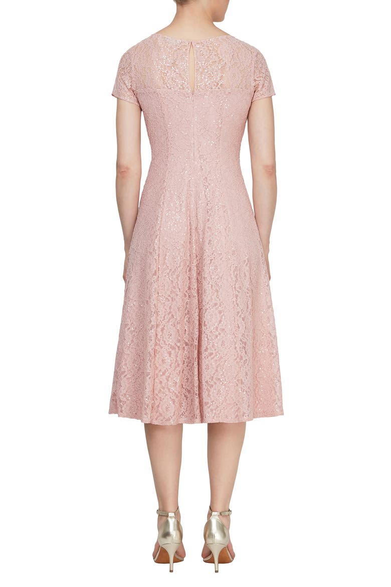 Cap Sleeve Metallic Lace Dress, Alternate, color, FADED ROSE