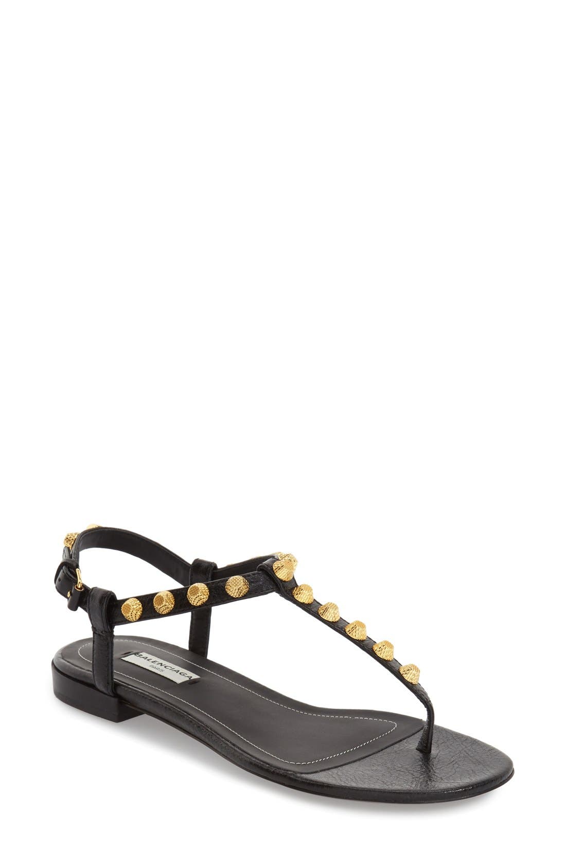 Balenciaga Studded T-Strap Sandal, Main, color, 